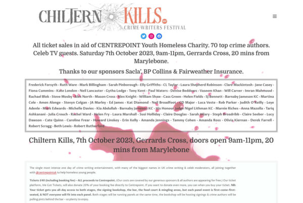 Chiltern Kills Literary Festival Sat 7th Oct 2023